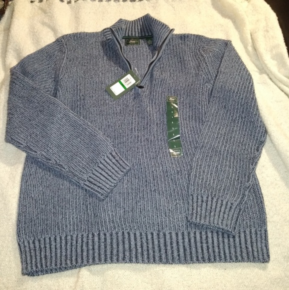Heather Blue 3/4 Zip Up Knitted Sweater - Picture 6 of 7